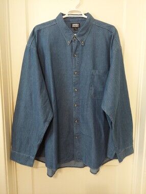 Sierra Pacific 3211 Men's Long Sleeve Heavy Denim Shirt 6XLarge 100% Cotton Dark